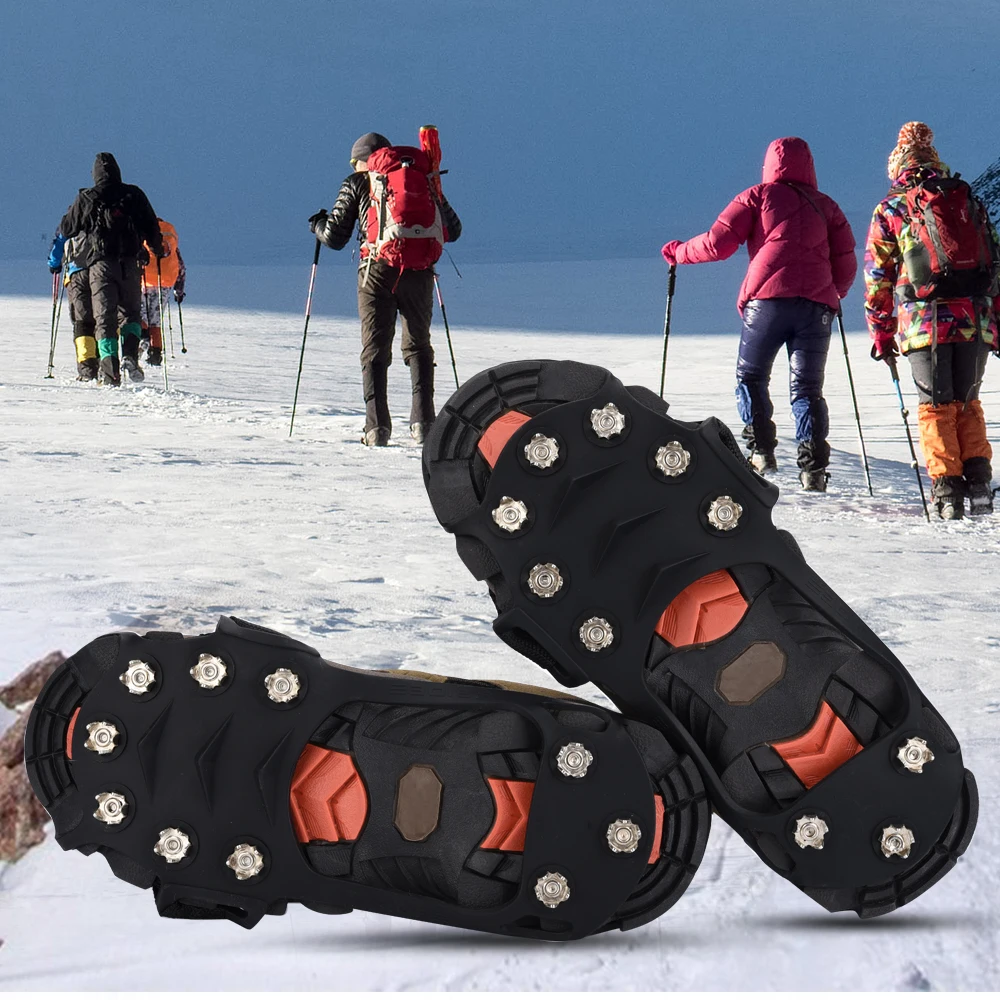 Elino 10 зубьев зима Crampon стальная противоскользящая шипы для льда для зимы Открытый Пешие прогулки скалолазание цепь Ледяные Когти для детей