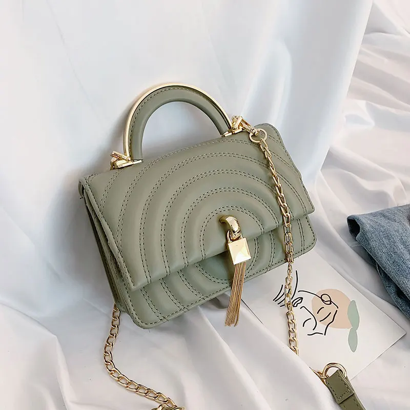 

Korean version of the small bag female 2019 new summer fashion wild shoulder bag foreign gas chain slung small square bag