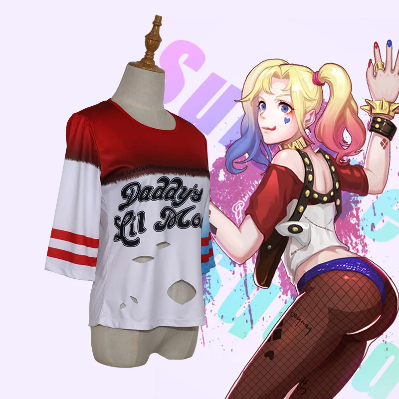 Cosplay&ware Adult Women Harley Quinn T-shirt Squad Shirt Daddy’s Lil Monster Top Cosplay Costume Ladies Short Tee Wig -Outlet Maid Outfit Store HTB14PoTPNnaK1RjSZFtq6zC2VXae.jpg