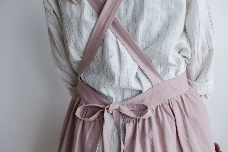 Women Dress Style Cotton Apron Kitchen Anti-fouling Waterproof Baking Painting Work Clothes Hotel Coffee Shop Customized Aprons  (14)