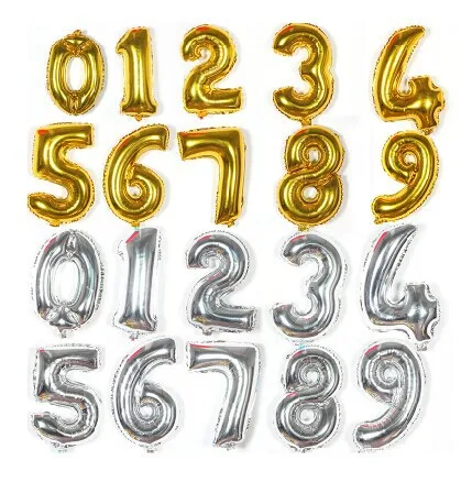 

ballons 16 inch Silver 0 1 2 3 4 5 6 7 8 9 Number Optional Letter Balloon Aluminum Foil Helium Balloons Birthday Wedding Party