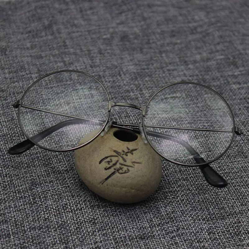 Mayitr 1pc Unisex Retro Large Round Glasses Oversized Metal Frame Eyeglasses Glasses Clear Lens 6 Colors