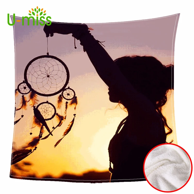 

U-miss Flannel Blanket for Beds Printed Portrait Rectangle Adults Spring Autumn Portable Airplane Blanket