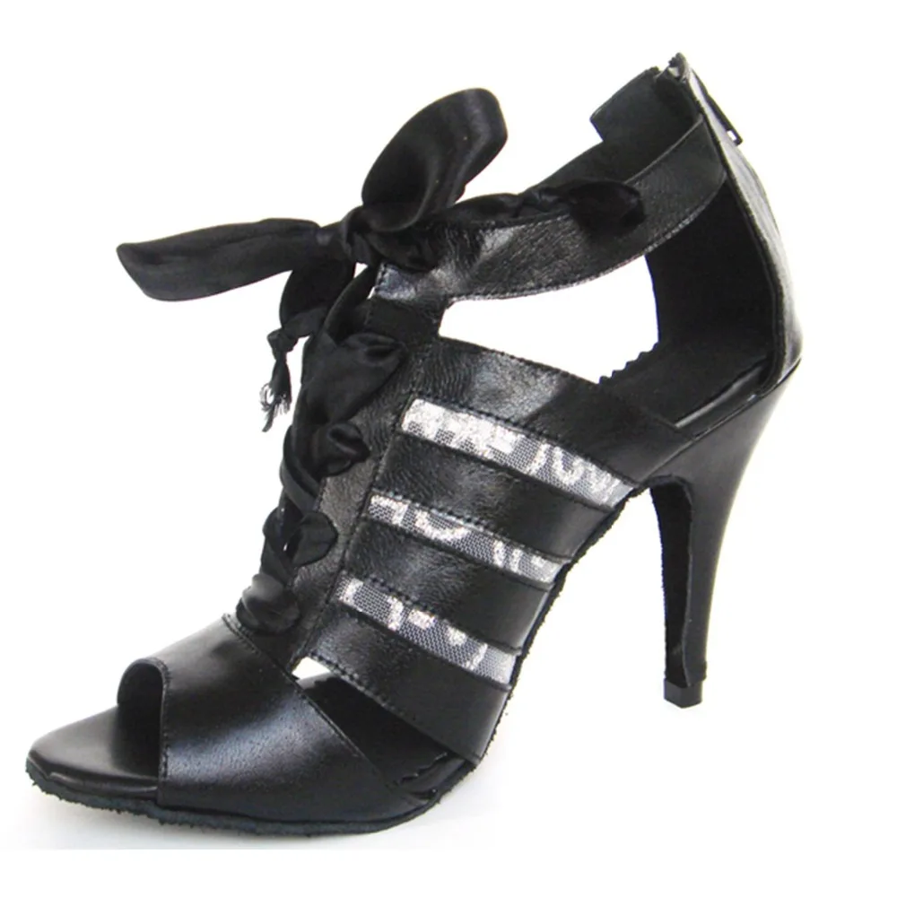 Женские танцевальные туфли Zapatos de baile черные из искусственной кожи на каблуке 4 5 10