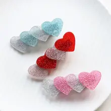 Заколки для волос для молодых девушек в японском стиле, в свежем Стиле, милые, контрастные, яркие цвета, четыре акриловые сердечная Шпилька, студенческие заколки