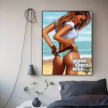 GTA 5 San Andreas Vice City Vintage Canvas Art Print Painting Poster Wall Pictures For Room Home Decoration Wall Decor No Frame