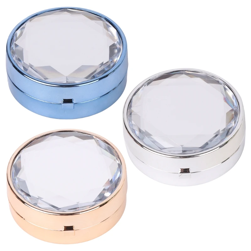 

Fashion New Design Contact Lens Box Case Portable Travel Diamond Exquisite Plastic Container Mirror for Women