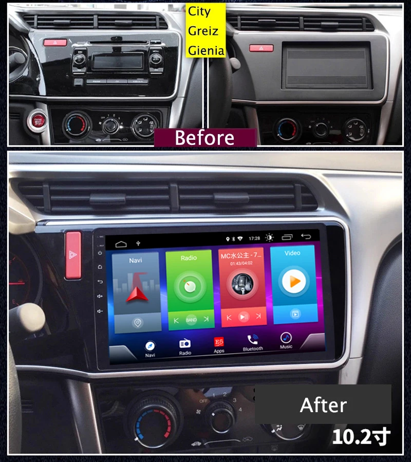 

Full Touch Screen Car Android 8.1 Radio Player For Honda CITY Greiz Gienia 2015-18 DSP GPS Navigation Video Multimedia Bluetooth