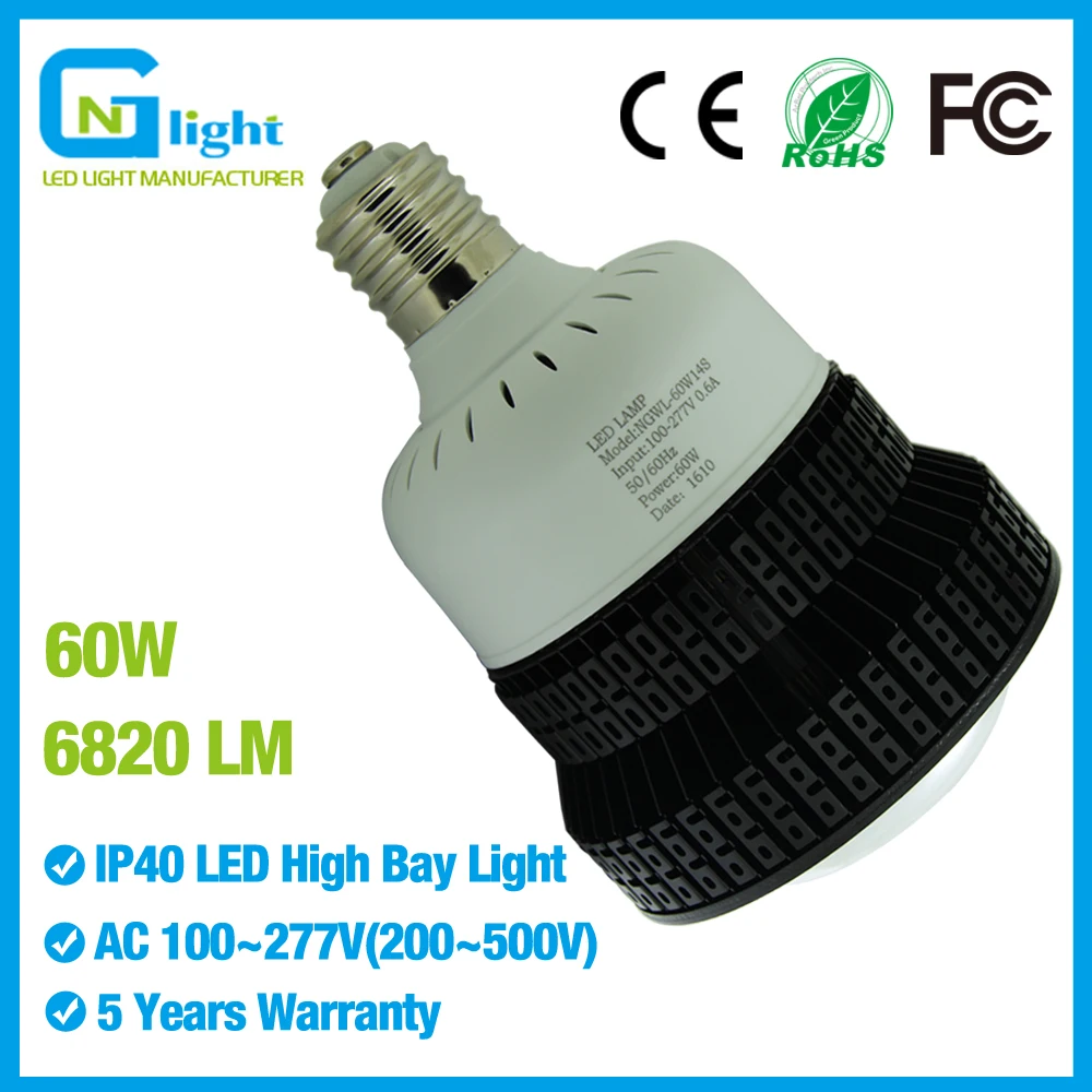 60watt LED high bay retrofit warehouse gym light bulbs E39 mogul base