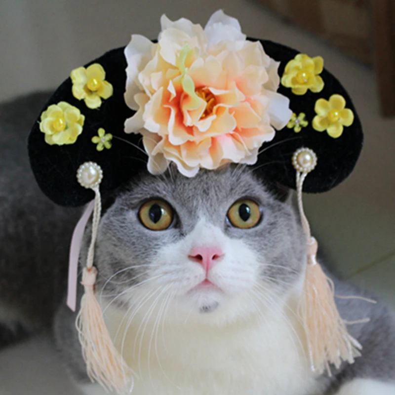 

[MPK Store] Cat Toy Qing Dynasty Chinese Princess Headdress, Manchu Princess, Pet Cat Dog Hair Accessories