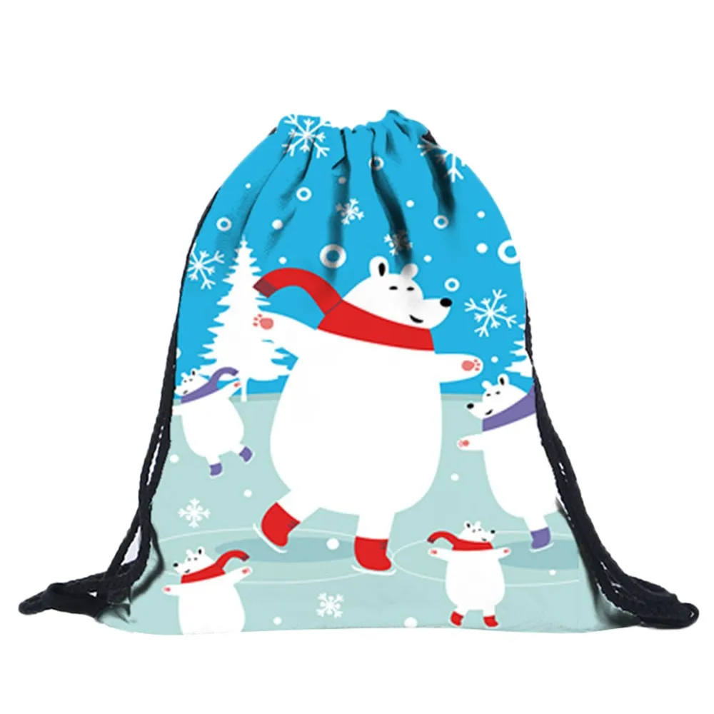 Unisex Christmas Shopping Bags Large Capacity 3D Digital Printing Pocket Backpack Drawstring Shoulder Bag Beach Casual Bagpack# Unisex Christmas Shopping Bags Large Capacity 3D Digital Printing Pocket Backpack Drawstring Shoulder Bag Beach Casual Bagpack#