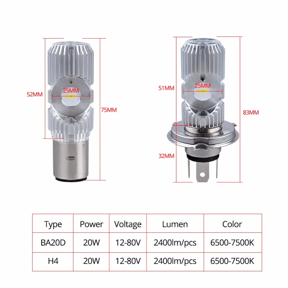 Foxcncar H4 P43t HS1 LED BA20D H6 фара для мотоцикла 1080Lm H/L лампа аксессуары скутера мото DRL огни