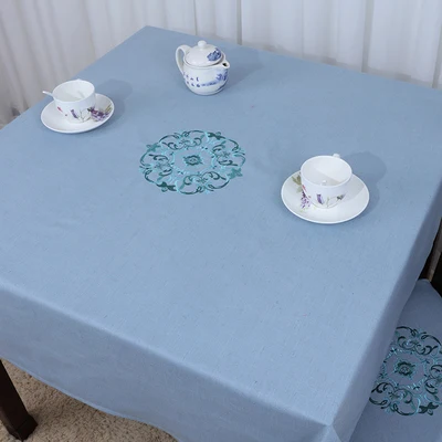 Новая пасторальная тонкая вышитая скатерть высокого класса обеденный стол защитные коврики роскошный чайный столик льняная ткань крышка стола - Цвет: blue Coarse linen