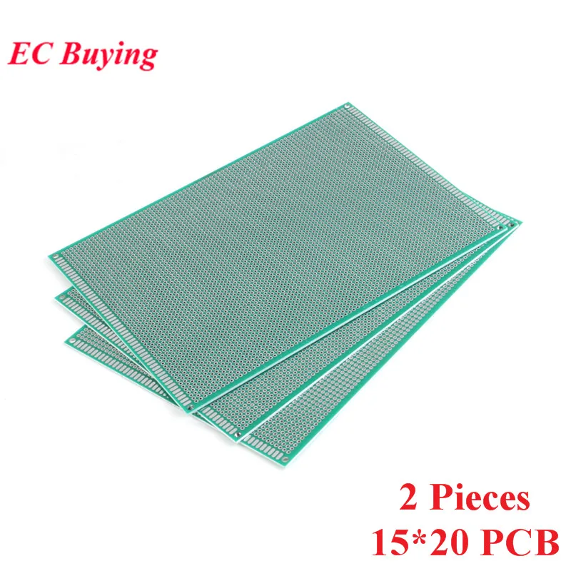 2pcs 15x20cm Double Side Prototype Universal Printed Circuit PCB Board 2.54mm Pitch Protoboard Hole Plate 15*20cm 150x200mm