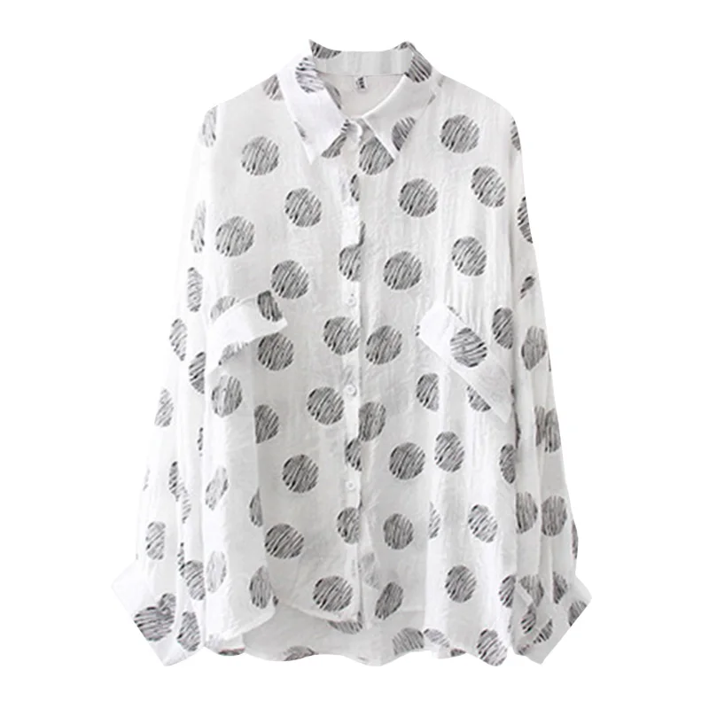 

2019 New Polka Dots Women Shirts Summer Ladies Chiffon Blouses Casual Long Sleeve Vintage Shirt Tops Korean Fashion Clothes