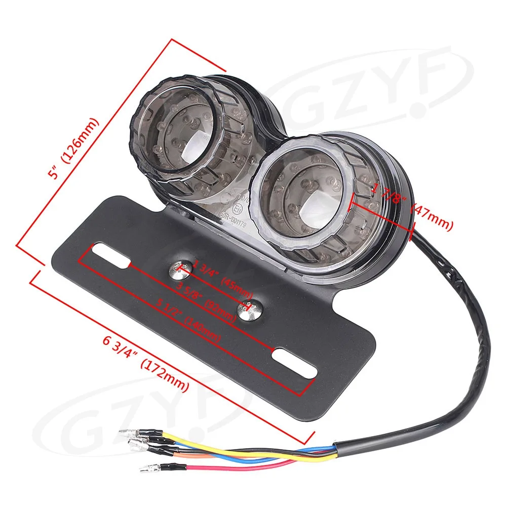 E-mark Universal Intergrated LED Turn Turning Signal Brake Tail Light License Plate Smoke