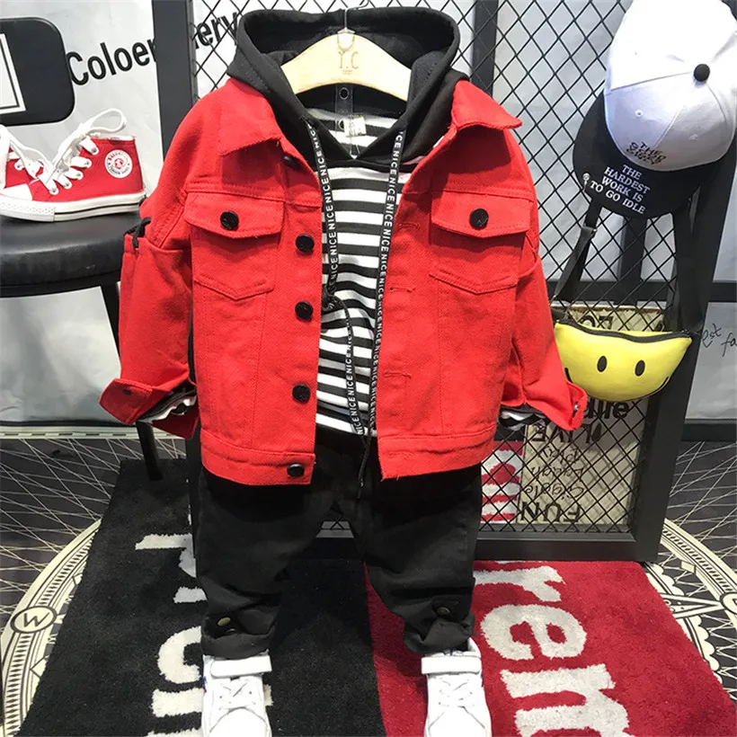 Hot 3 pcs baby boy clothing set kids boys suit clothes 2 3 4 5 6 7