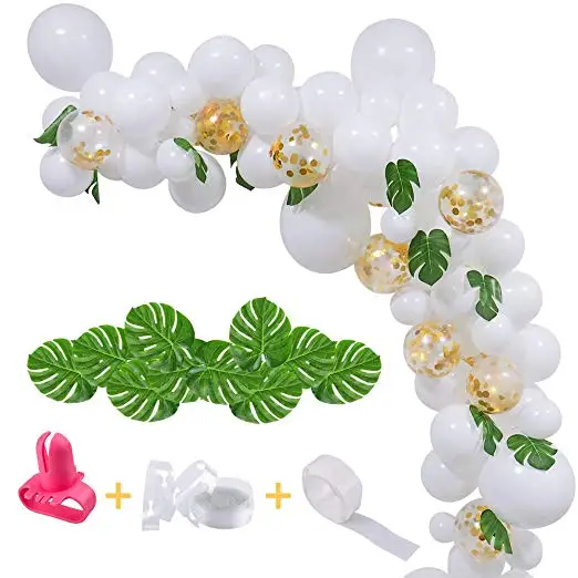 Тропические белые и золотые вечерние воздушные шары-гирлянды арки набор украшений, воздушные шары Пальмовые Листья для вечерние поставки