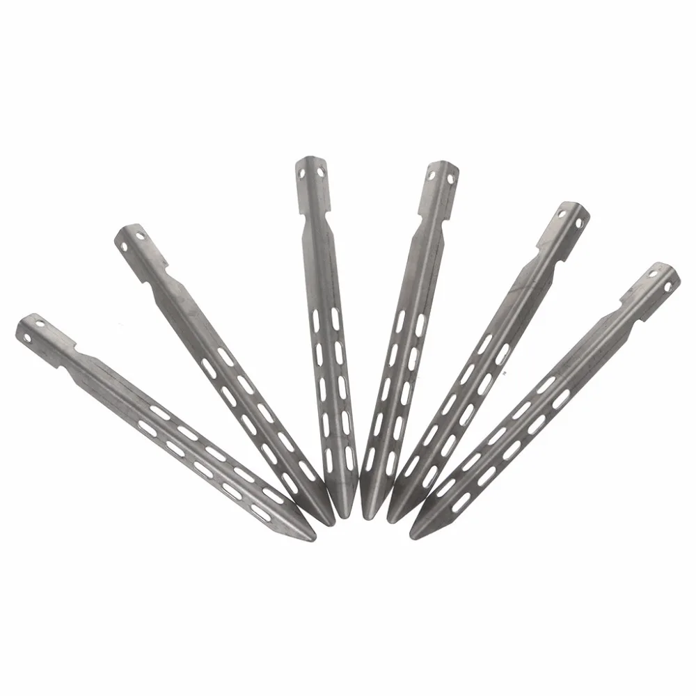 6pcs Titanium Alloy Tent Pegs Ultralight V Shape Windproof Camping Snow
