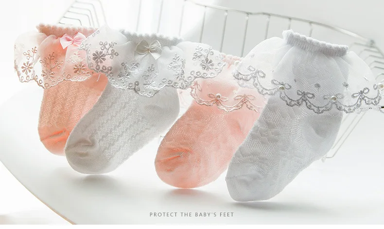 Носки принцессы для девочек, удобные винтажные кружевные короткие носки с рюшами и бантиками, носки принцессы с цветочным рисунком, розовые и белые детские короткие носки meias