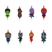 8 шт. Мстители Бесконечность войны карандаш Топпер солома Шарм милые держатели для ручек Канцелярские Товары для школы принадлежности карандаш ручка подарки для детей