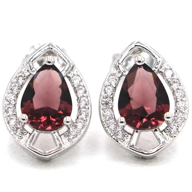 

SheCrown Elegant Paris Blue Topaz Gift For Girls 925 Silver Stud Earrings 20x16mm