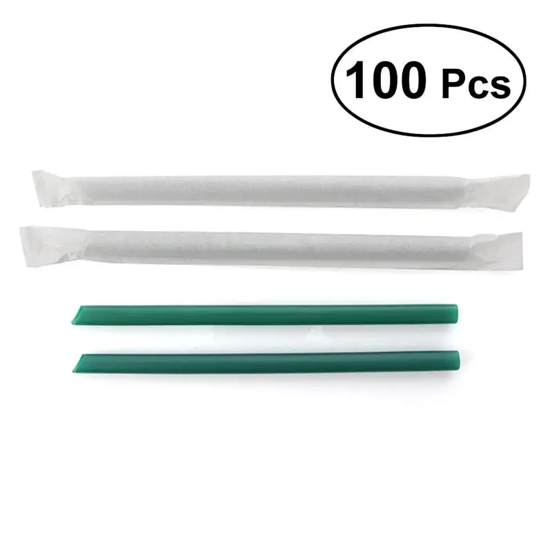 

100Pcs Big Non-transparent Disposable Plastic Thick Drinking Straws Mason Jar Straws for Party or Home Use (Dark Green)