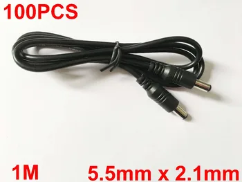 

100PCS High quality DC extension cable 1 meter long male to male 5.5mm x 2.1mm to male 5.5mm x 2.1mm 1M long