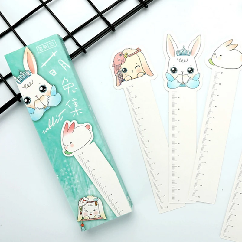

30pcs/box Rabbit ruler Student Bookmarks Stationery Gift Realistic Cartoon Bookmarks Office School Supply Free delivery