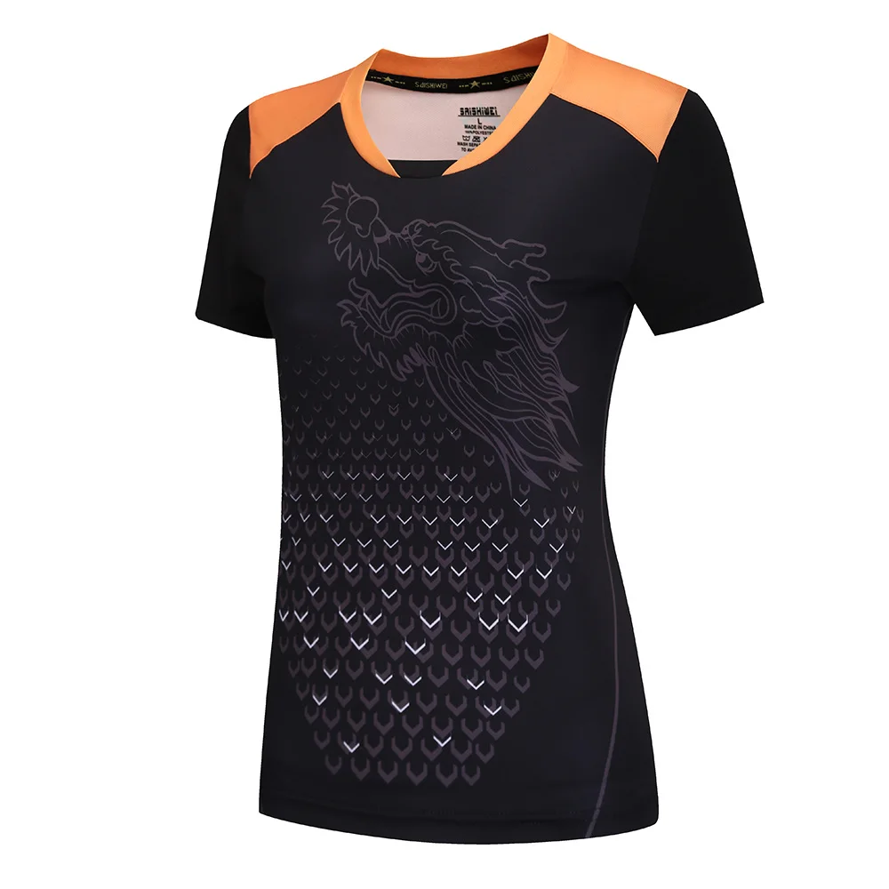 Новинка, китайский дракон, рубашки для настольного тенниса для мужчин, рубашки для пинг-понга, китайские майки для настольного тенниса, одежда для настольного тенниса, спортивные рубашки - Цвет: Woman 1 shirt