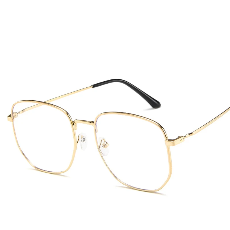 [EL Malus] Ретро Металлические очки с квадратной оправой синий свет блокирующие очки анти-синий радиационный объектив женские мужские золотые серебряные оттенки - Цвет оправы: C2 Gold