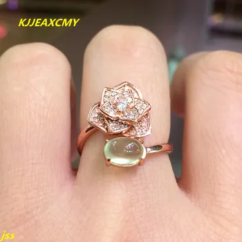 

KJJEAXCMY Fine jewelry 925 Silver Natural Gemstone natural grape stone trumpet ring rose gold activity ring 186s
