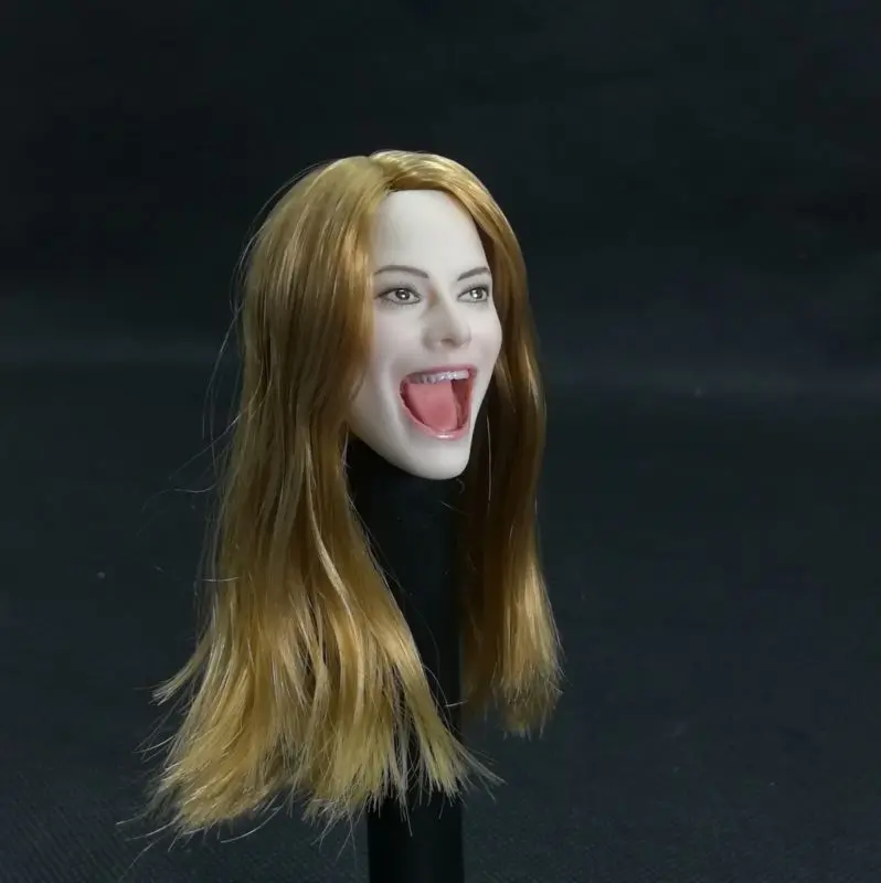 1//6 Beauty Blonde Hair Girl Head Carving Fit 12/'/' Pale Skin Female Body