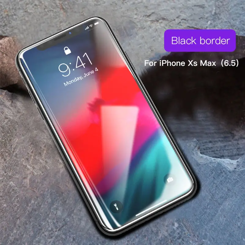 PZOZ для iphone X XS Max XR матовое закаленное стекло полная защитная крышка для экрана телефона защитная пленка 5D для iphone xs plus xr 9H - Цвет: Black XS Max
