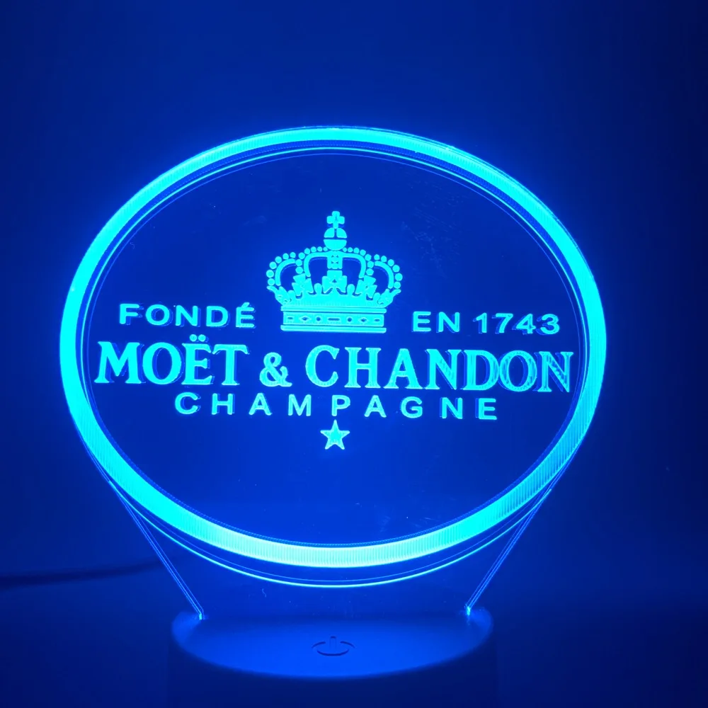Moet Et Chandon 3d светодиодный Ночной светильник, подарок для клиентов, друзей, детский Ночной светильник, Usb или на батарейках, Офисная декоративная лампа 3D