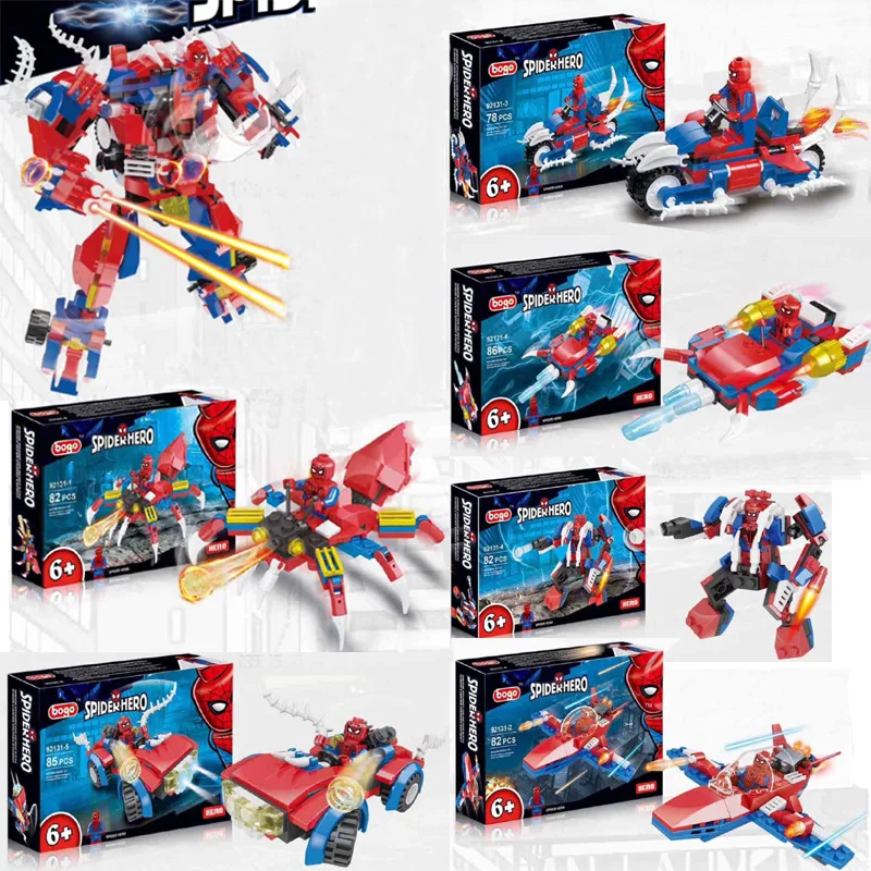 

2019 Marvel Super Heros Set 6pcs Spiderman Building Blocks Compatible LegoINGly Spiderman Mech Figures