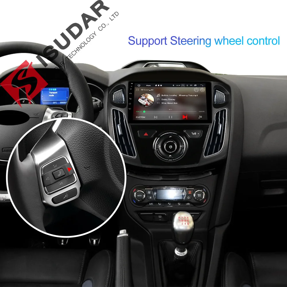 Best Isudar RAM 64GB Android 9 Auto Radio 1 Din For Ford/Focus 3 Car Multimedia Stereo Player GPS Octa Core RAM 4G DSP USB DVR Camera 2