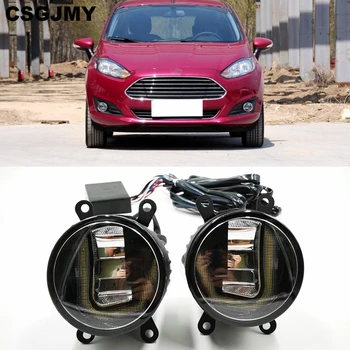

3-IN-1 Functions Auto LED DRL Daytime Running Light Car Projector Fog Lamp with yellow signal For Ford Fiesta 2009 - 2015 2016