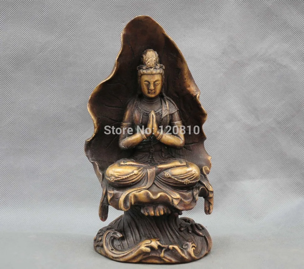 

9'' China Sit Guanyin Kwan-yin Buddha Bronze Statue