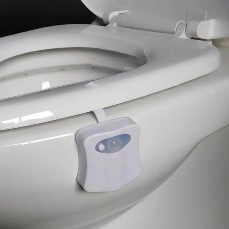 Цветной СВЕТОДИОДНЫЙ ночник датчик движения Автоматический туалет подвесная легкая миска вращение цвета на батарейках аксессуары для ванной комнаты