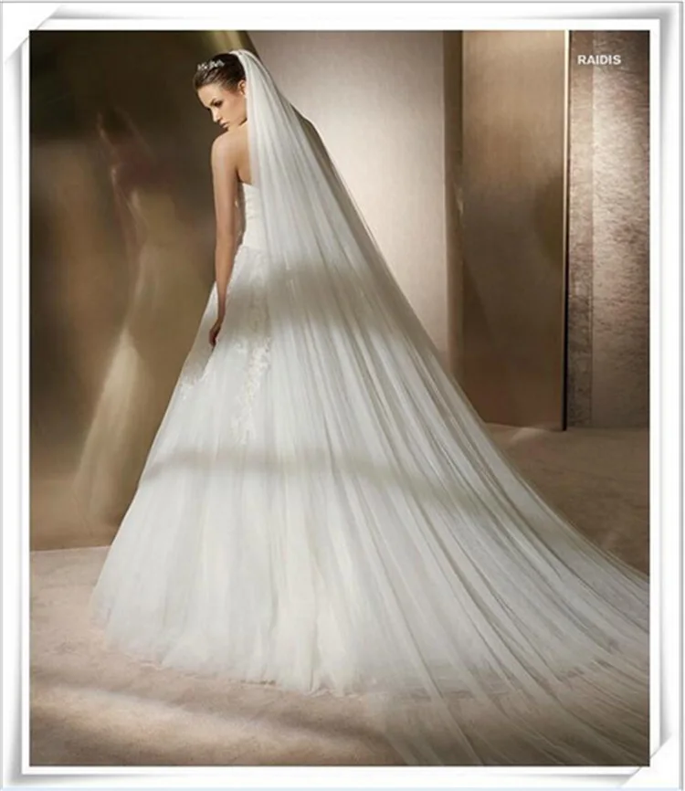 Eleganti аксессуары Da Sposa 3 metri 2 Strato di Velo Da Sposa Bianco Avorio Semplice Velo Da Sposa Con Pettine Velo Da Sposa