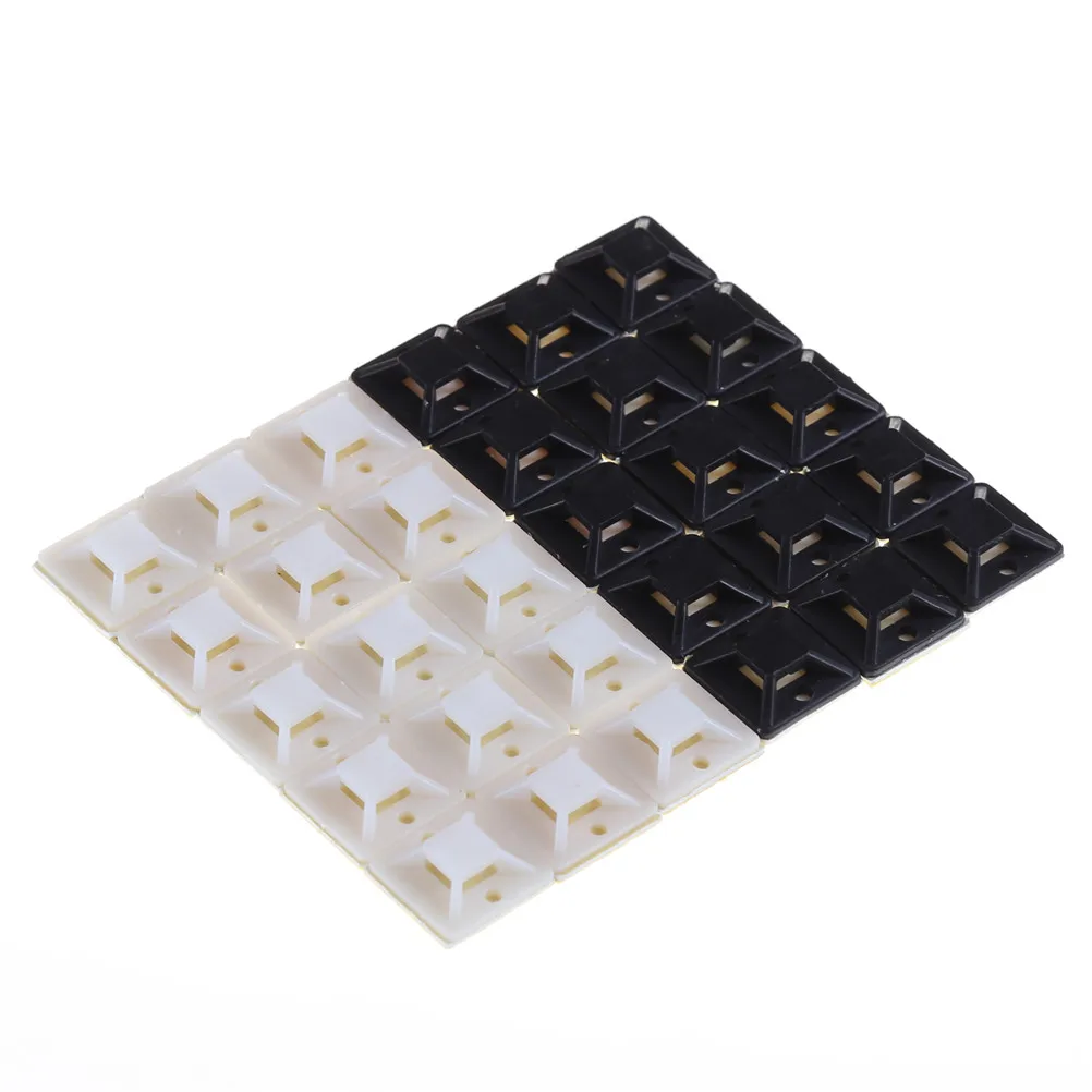 

100pcs/packMounts Mounting Base Clamps Clip Self Adhesive Cable Wire Zip Tie 20mmx20mm