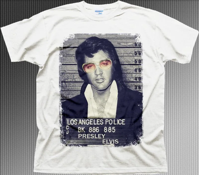 Мужская футболка с круглым вырезом Elvis Presley King Of Rock Jail логотипом толстовки