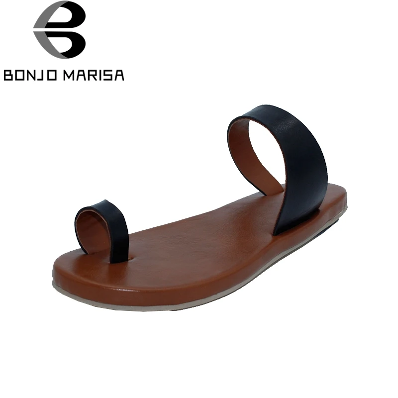 

BONJOMARISA 2019 Summer New Dropship Concise Slippers Women Big Size 34-43 Fashion flip-flops Low Heels Casual Shoes Woman