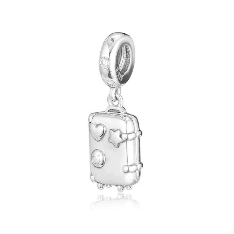 

2019 Spring 100% 925 Sterling Silver Suitcase Dangle Charm Fits Pandora Bracelets Silver 925 original Pendant DIY Jewelry