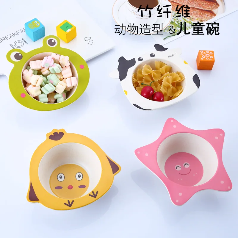 Cartoon Bamboo fiber baby feeding bowl kids baby food dishes 8 styles Cartoon Bamboo fiber baby feeding bowl kids baby food dishes 8 styles