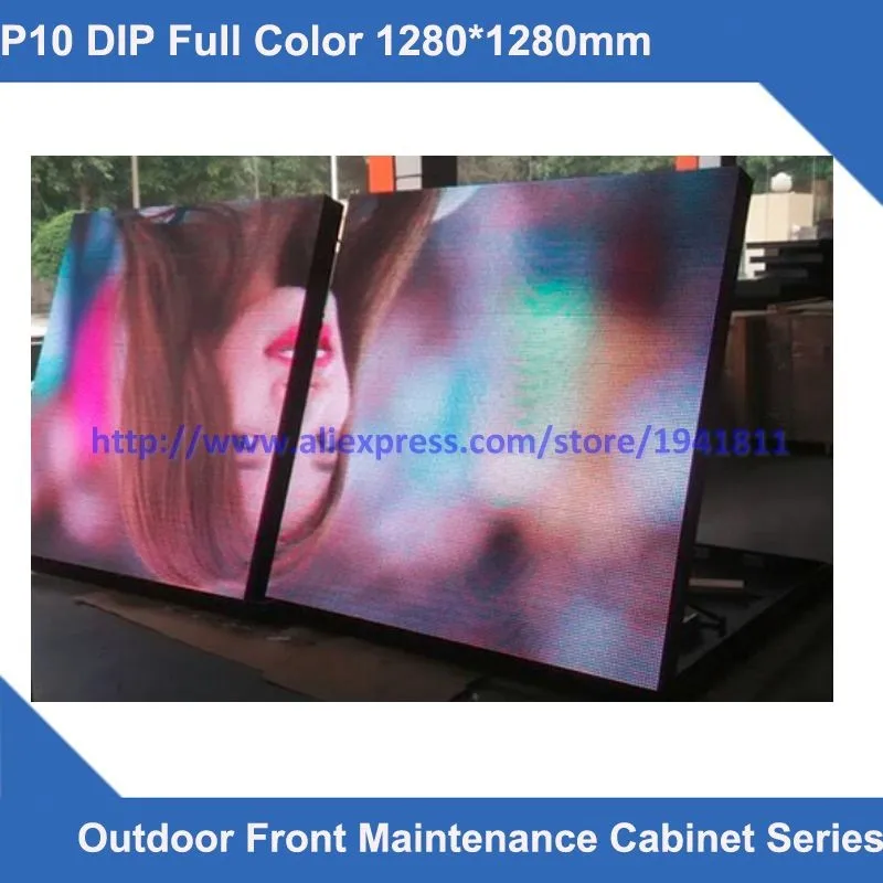 

kaler outdoor advertising led display screen price P10 RGB or SMD led display 1280*1280mm Iron Front Open Cabinet led wall Video