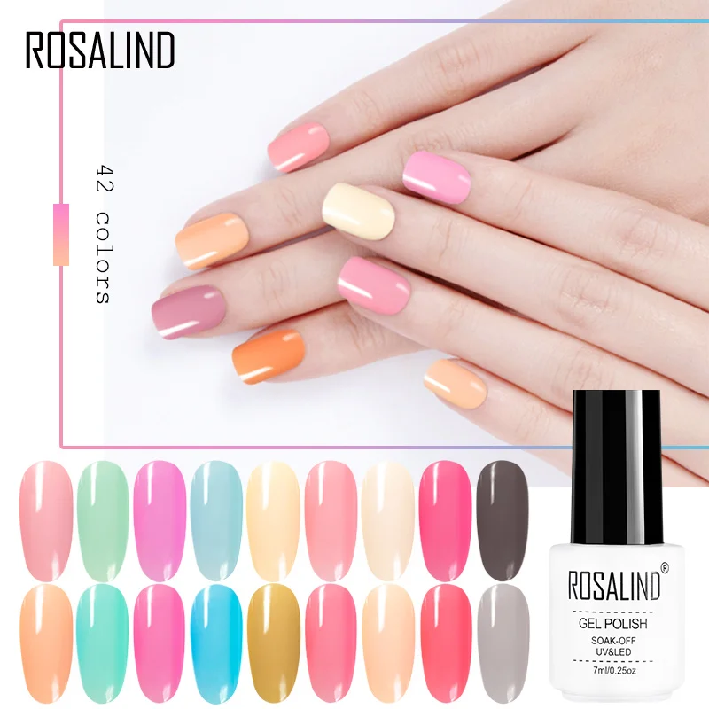 

ROSALIND Gel Polish Pink Jelly Pure Color Nail All for Manicure Soak Off Top Coat Vernis Primer Gel UV For Nails Hybrid Varnish