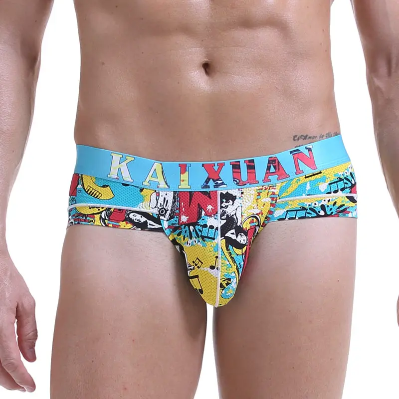 

Printing Soft Mens Underwear Briefs Sexy Men's Bulge Pouch Jockstrap Triangle Panties Breathable Low-rise Underpants Briefs New