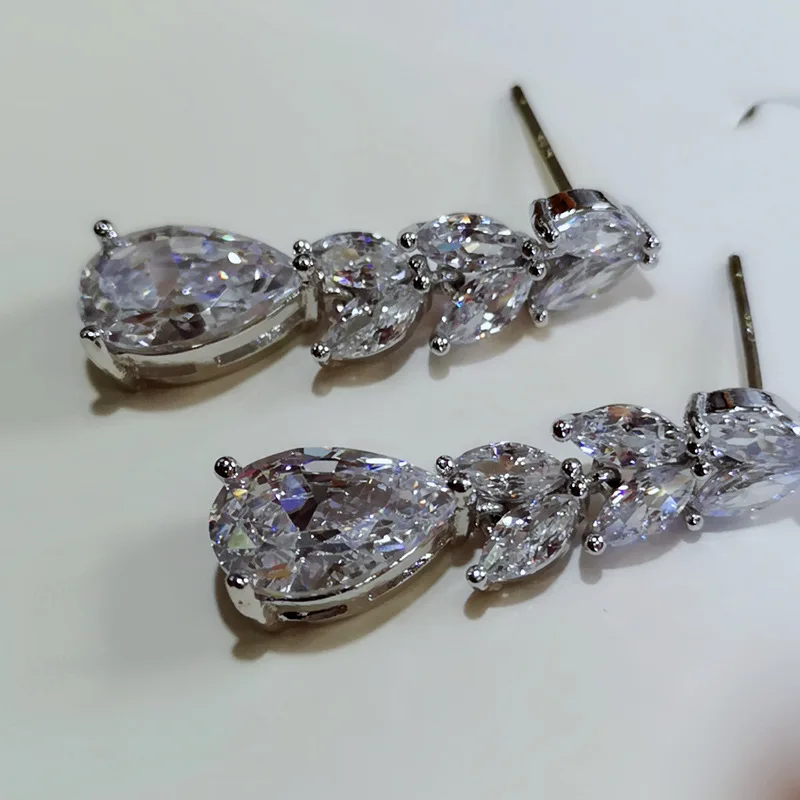 Серьги подвески женские из серебра 925 пробы с фианитом|Серьги-подвески| |